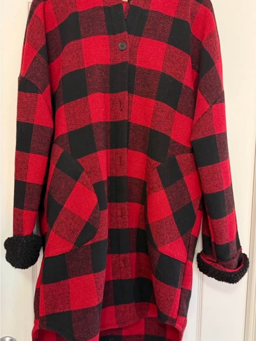 Red & Black Plaid Women's Coat